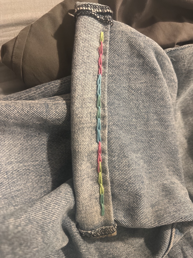 Close-up of the hem stitching