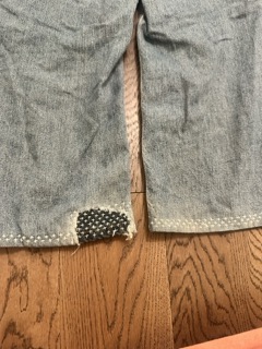 Close-up of the sashiko hem