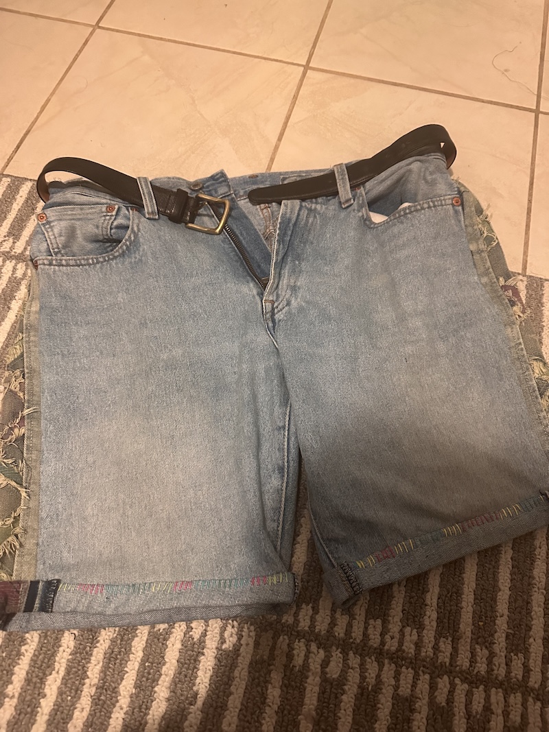 Jeans cut and widened into shorts